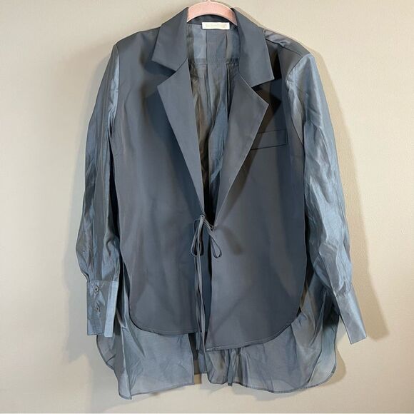 ✨ Two Twin Style Gray Sheer Long Sleeve Top Large - Picture 1 of 14